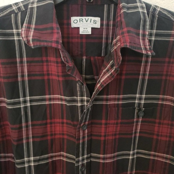 Orvis Classic Collection Long Sleeve Pocket Plaid Button Down Shirt Mens Medium - Picture 7 of 8
